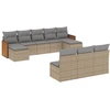 Image de vidaXL Ensemble de salon de jardin 10 pièces avec coussins Beige Poly Rattan