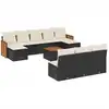 Image de vidaXL Ensemble de salon de jardin 11 pièces avec coussins noir poly rotin