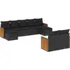 Image de vidaXL Ensemble de salon de jardin 9 pièces avec coussins noir poly rotin