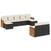 Image de vidaXL Ensemble de salon de jardin 9 pièces avec coussins noir poly rotin