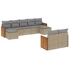 Image de vidaXL Ensemble de salon de jardin 9 pièces avec coussins beige Poly rotin