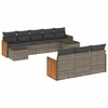 Image de vidaXL Ensemble de salon de jardin 10 pièces avec coussins Gris Poly Rattan