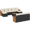 Image de vidaXL Ensemble de salon de jardin 11 pièces avec coussins noir poly rotin
