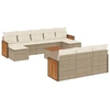 Image de vidaXL Ensemble de salon de jardin 11 pièces avec coussins Beige Poly Rattan