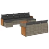 Image de vidaXL Ensemble de salon de jardin 11 pièces avec coussins Gris Poly rotin