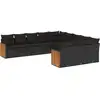 Image de vidaXL Ensemble de salon de jardin 11 pièces avec coussins noir poly rotin