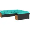 Image de vidaXL Ensemble de 11 canapés de jardin avec coussins, polyrattan noir