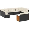 Image de vidaXL Ensemble de 12 canapés de jardin avec coussins noir poly rotin