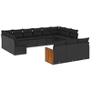 Image de vidaXL Ensemble de 13 canapés de jardin avec coussins noir poly rotin