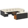 Image de vidaXL Ensemble de salon de jardin 14 pièces avec coussins noir Poly rotin