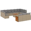 Image de vidaXL Ensemble de salon de jardin 14 pièces avec coussins Beige Poly Rattan
