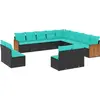 Image de vidaXL Ensemble de 13 canapés de jardin avec coussins, polyrattan noir