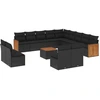 Image de vidaXL Ensemble de salon de jardin 14 pièces avec coussins noir Poly rotin