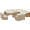 Image de vidaXL Ensemble de salon de jardin 14 pièces avec coussins Beige Poly Rattan