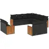 Image de vidaXL Ensemble de salon de jardin 11 pièces avec coussins noir poly rotin