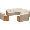 Image de vidaXL Ensemble de salon de jardin 11 pièces avec coussins Beige Poly Rattan