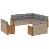 Image de vidaXL Ensemble de salon de jardin 11 pièces avec coussins Beige Poly Rattan