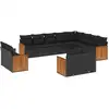 Image de vidaXL Ensemble de 12 canapés de jardin avec coussins noir poly rotin