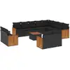Image de vidaXL Ensemble de 13 canapés de jardin avec coussins noir poly rotin
