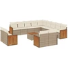 Image de vidaXL Ensemble de salon de jardin 14 pièces avec coussins Beige Poly Rattan