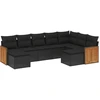 Image de vidaXL Ensemble de salon de jardin 9 pièces avec coussins noir poly rotin