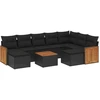 Image de vidaXL Ensemble de 10 canapés de jardin avec coussins noir poly rotin