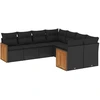 Image de vidaXL Ensemble de jardin canapé 8 pièces avec coussins noir poly rotin