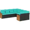 Image de vidaXL Ensemble de 8 canapés de jardin avec coussins, polyrattan noir