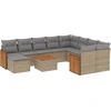 Image de vidaXL Ensemble de salon de jardin 11 pièces avec coussins Beige Poly Rattan
