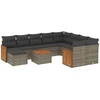 Image de vidaXL Ensemble de salon de jardin 11 pièces avec coussins Gris Poly rotin