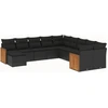 Image de vidaXL Ensemble de salon de jardin 11 pièces avec coussins noir poly rotin