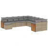 Image de vidaXL Ensemble de salon de jardin 11 pièces avec coussins Beige Poly Rattan