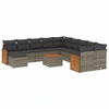 Image de vidaXL Ensemble de salon de jardin 12 pièces avec coussins Gris Poly rotin