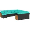 Image de vidaXL Ensemble de 12 canapés de jardin avec coussins, polyrattan noir