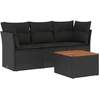 Image de vidaXL Ensemble de salon de jardin 4 pièces avec coussins noir poly rotin
