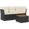 Image de vidaXL Ensemble de salon de jardin 4 pièces avec coussins noir poly rotin