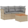 Image de vidaXL Ensemble de salon de jardin 4 pièces avec coussins Beige Poly Rattan