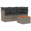 Image de vidaXL Ensemble de salon de jardin 4 pièces avec coussins Gris Poly rotin