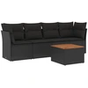 Image de vidaXL Ensemble de salon de jardin 5 pièces avec coussins noir poly rotin
