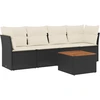 Image de vidaXL Ensemble de salon de jardin 5 pièces avec coussins noir poly rotin