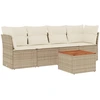 Image de vidaXL Ensemble de salon de jardin 5 pièces avec coussins Beige Poly Rattan