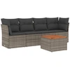 Image de vidaXL Ensemble de salon de jardin 5 pièces avec coussins Gris Poly rotin