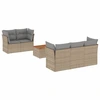 Image de vidaXL Ensemble de salon de jardin 6 pièces avec coussins Beige Poly Rattan