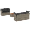 Image de vidaXL Ensemble de salon de jardin 6 pièces avec coussins Gris Poly rotin