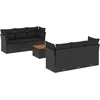Image de vidaXL Ensemble de salon de jardin 7 pièces avec coussins noir poly rotin