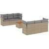 Image de vidaXL Ensemble de salon de jardin 7 pièces avec coussins Beige Poly Rattan