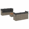 Image de vidaXL Ensemble de salon de jardin 7 pièces avec coussins Gris Poly rotin
