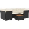 Image de vidaXL Ensemble de salon de jardin 7 pièces avec coussins noir poly rotin