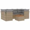 Image de vidaXL Ensemble de salon de jardin 7 pièces avec coussins Beige Poly Rattan