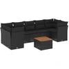 Image de vidaXL Ensemble de jardin canapé 8 pièces avec coussins noir poly rotin